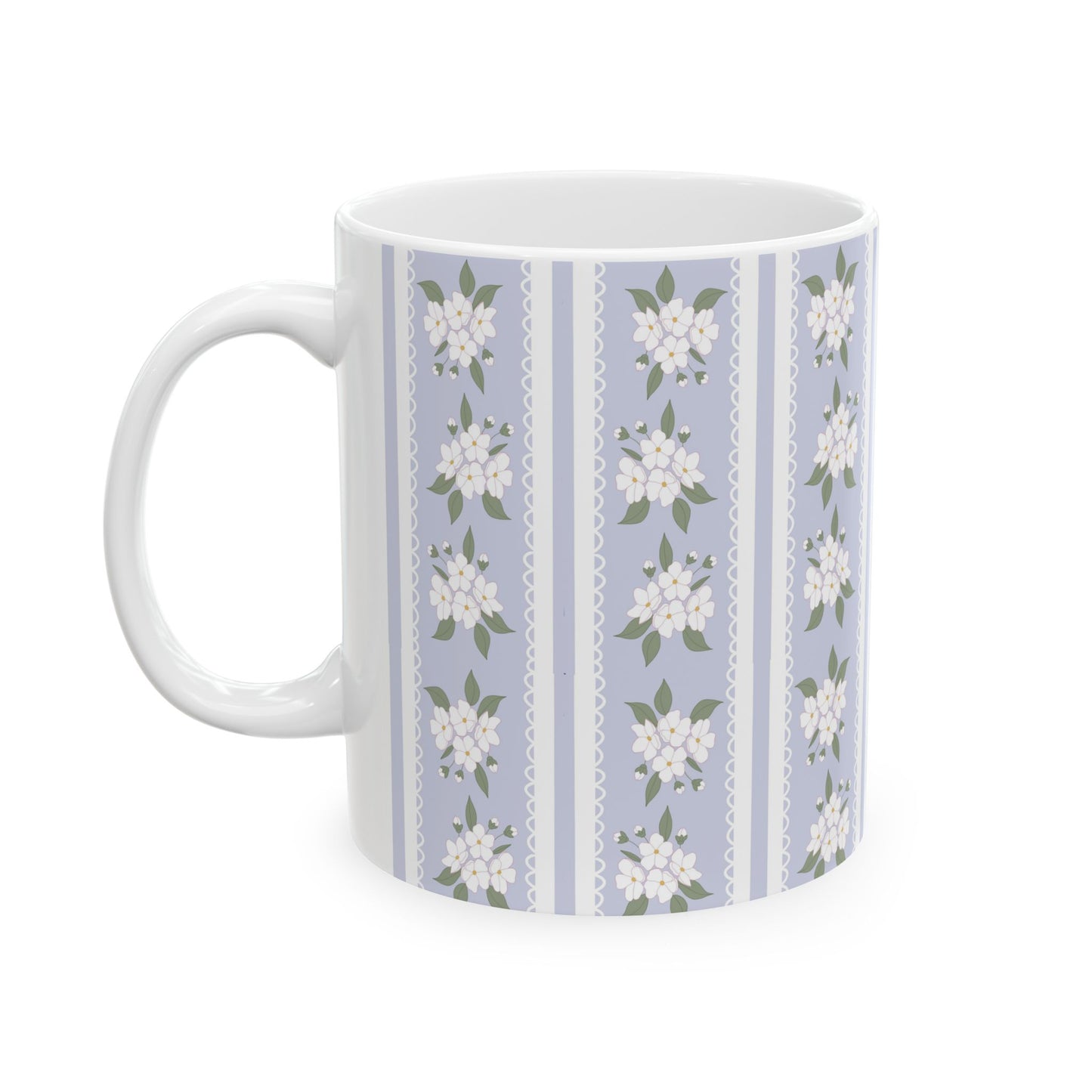 Floral Stripe Ceramic Mug 11oz