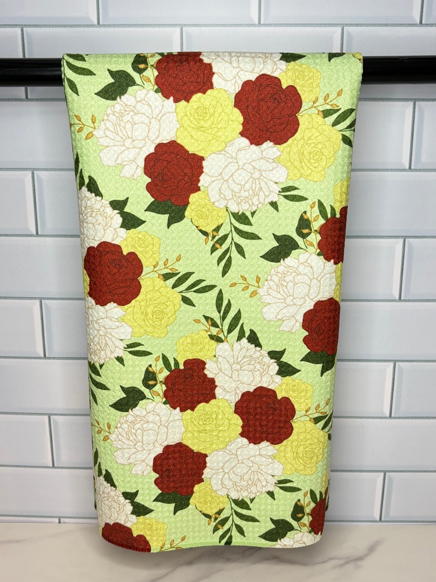 Red and Yellow Floral Towel