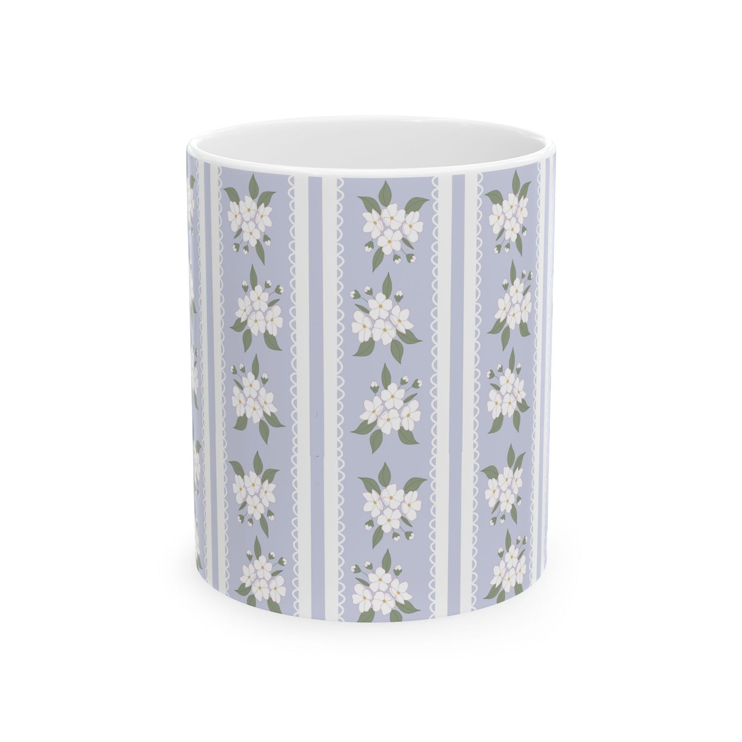 Floral Stripe Ceramic Mug 11oz