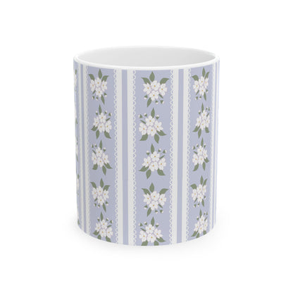 Floral Stripe Ceramic Mug 11oz