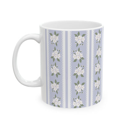 Floral Stripe Ceramic Mug 11oz
