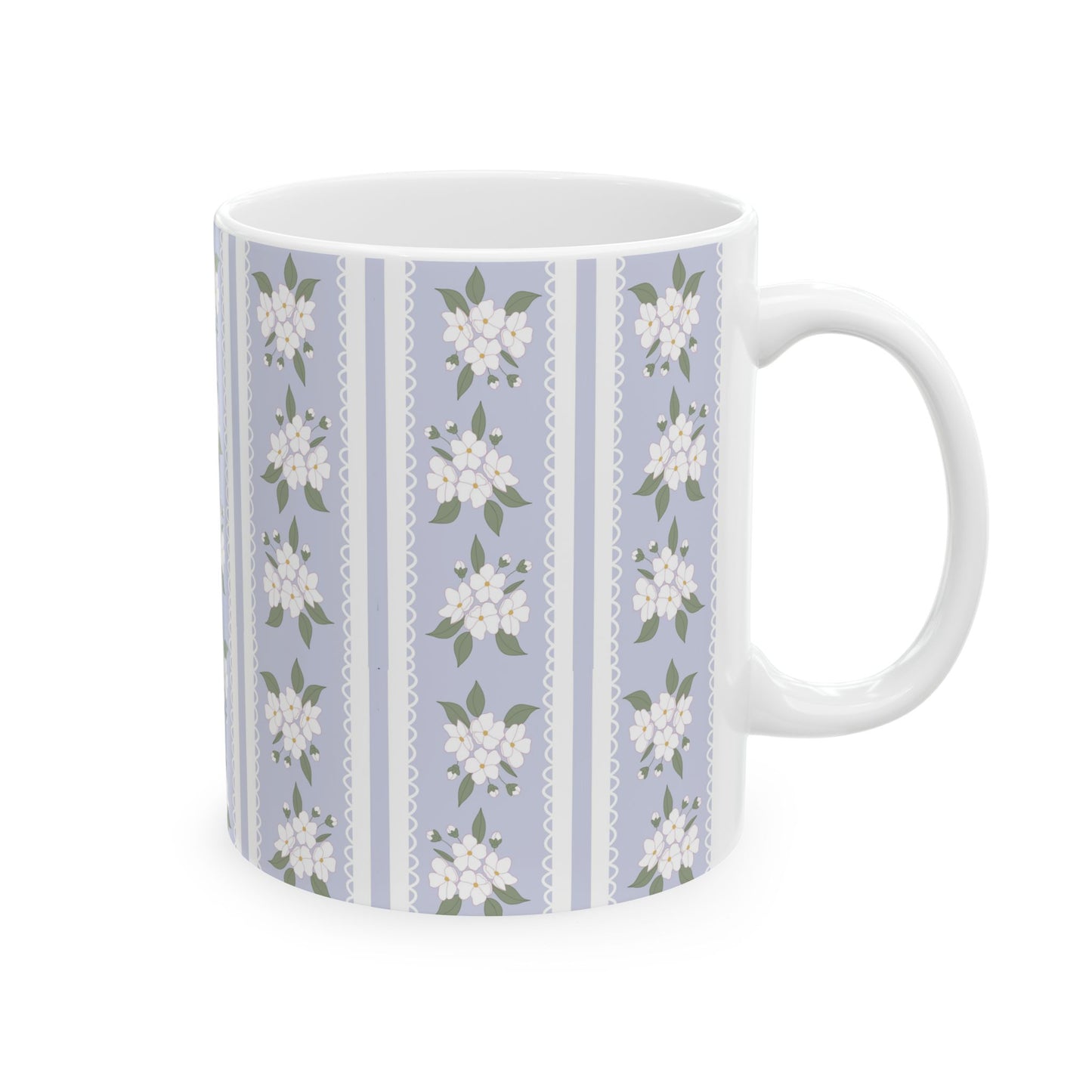 Floral Stripe Ceramic Mug 11oz