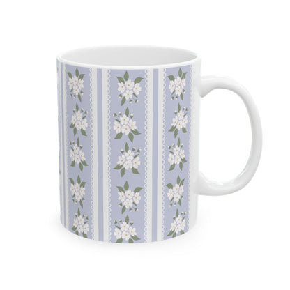 Floral Stripe Ceramic Mug 11oz