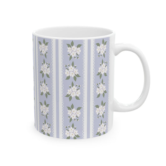 Floral Stripe Ceramic Mug 11oz
