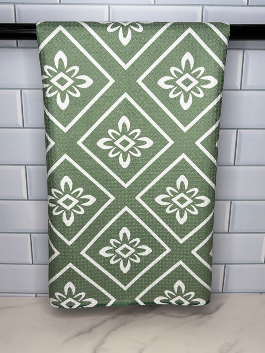 Sage Green Geometric Towel