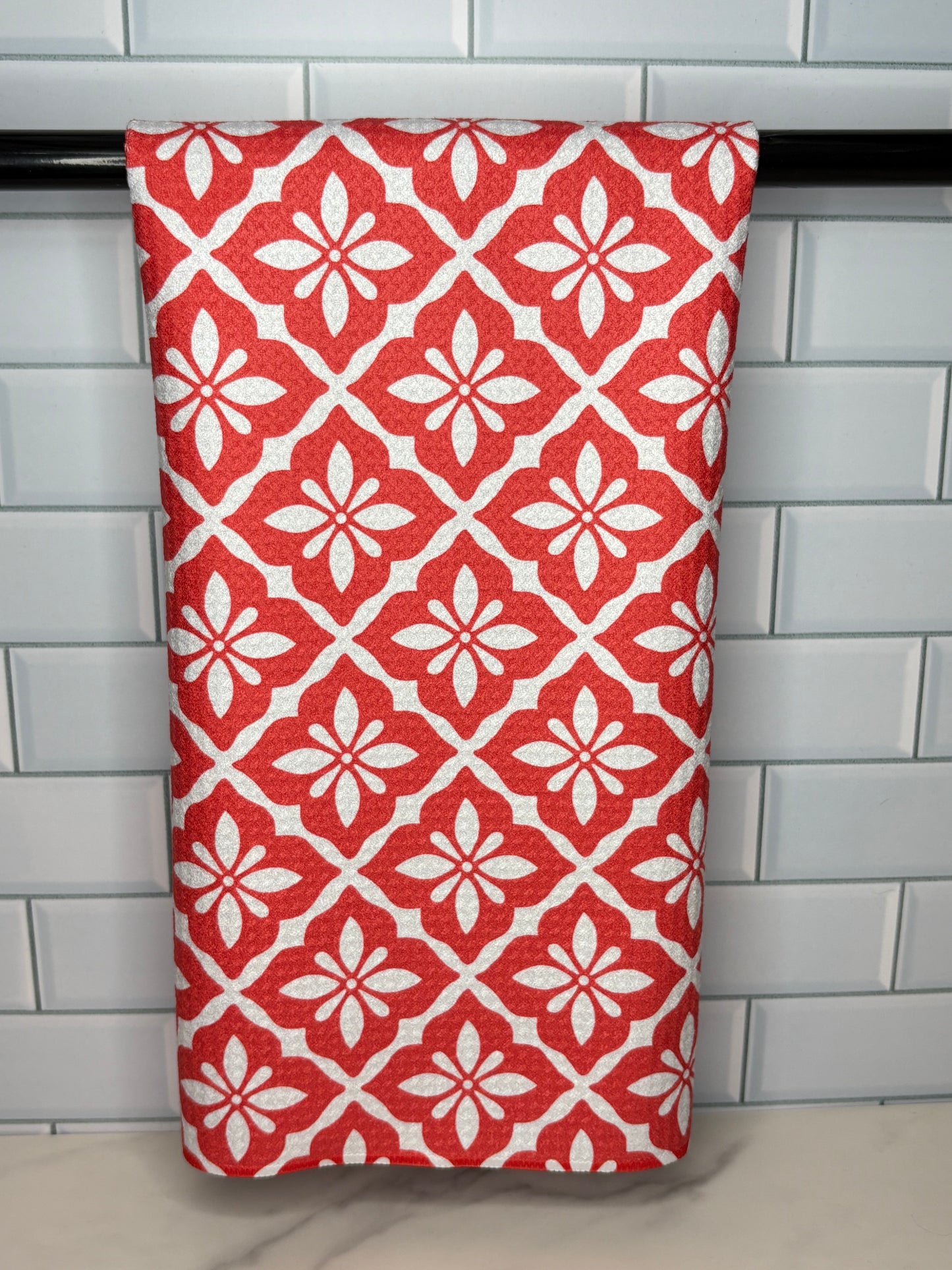 Red Geometric Towel