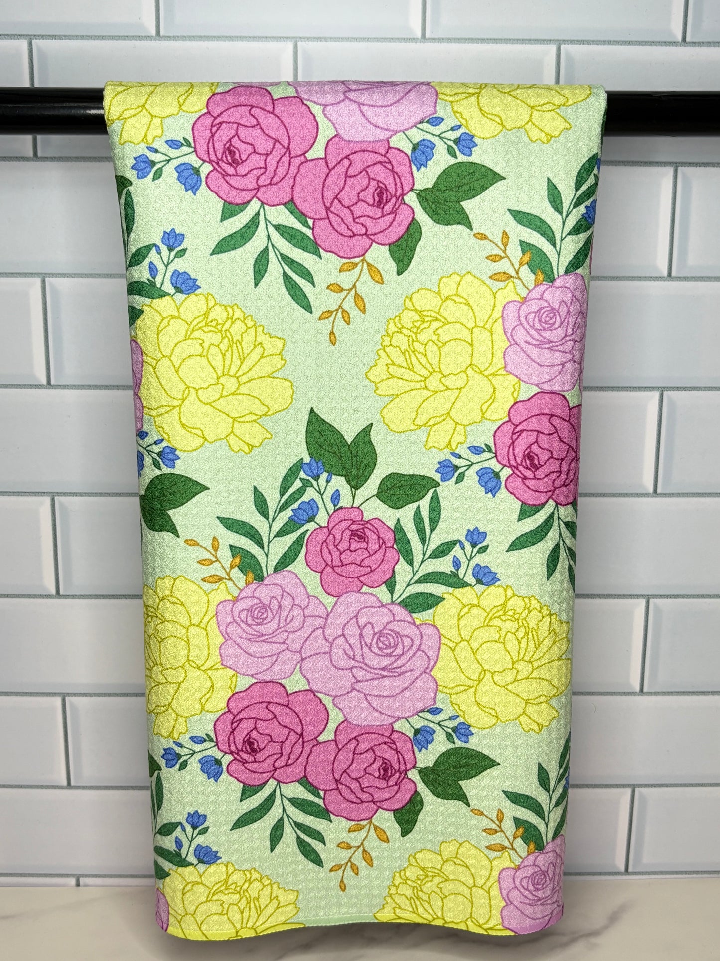 Pink and Yellow Floral Towel